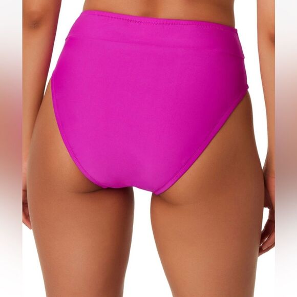 NWT Bar III | High Rise High Leg Womens Bikini Briefs Purple Neon Orchid Size L - Picture 2 of 7